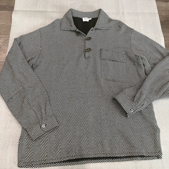 [L]Armani Collezioni Black/White Herringbone wool Blend Pullover Sweater Toggle - Picture 1 of 10